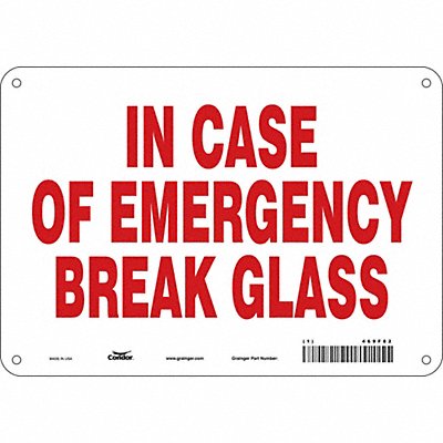 CONDOR 469F82 Safety Sign 7 in x 10 in Aluminum