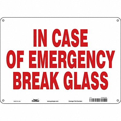 CONDOR 469F83 Safety Sign 10 in x 14 in Aluminum