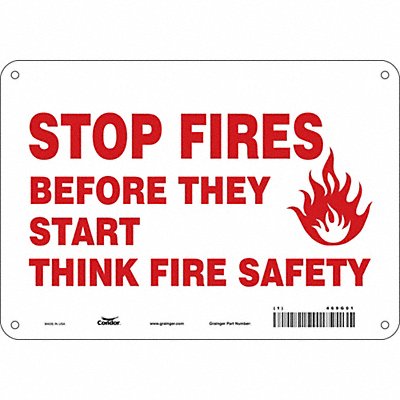 CONDOR 469G01 Safety Sign Fire and Emergency 7 x 10