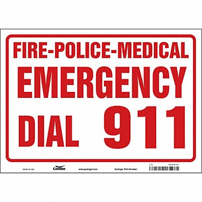 CONDOR 469G75 J9329 Safety Sign 10 in x 14 in Vinyl