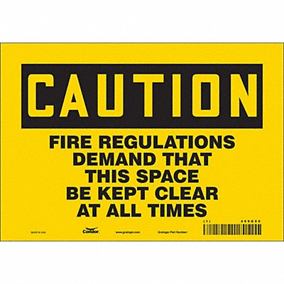 CONDOR 469G80 Safety Sign 7 in x 10 in Vinyl