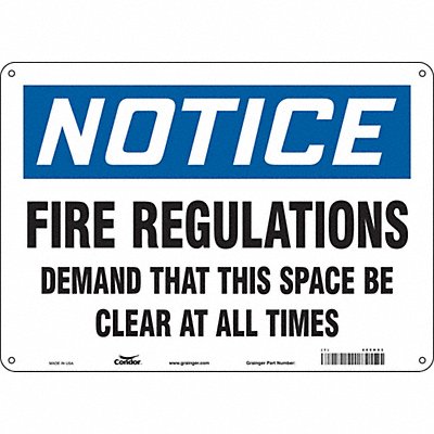 CONDOR 469H03 Safety Sign 10 in x 14 in Aluminum