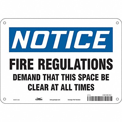 CONDOR 469H04 Safety Sign 7 in x 10 in Polyethylene