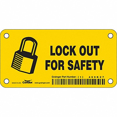 CONDOR 469K27 Safety Sign 2.25in x 4.5in Vinyl