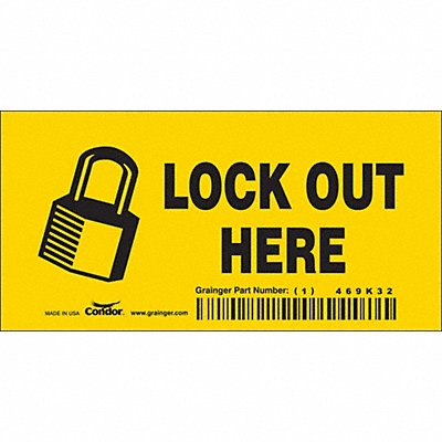 CONDOR 469K32 Safety Sign 2.25in x 4.5in Vinyl
