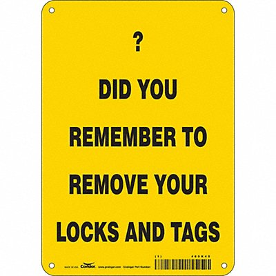 CONDOR 469K45 Safety Sign 10 inx7 in Aluminum