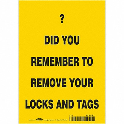 CONDOR 469K51 Safety Sign 10 inx7 in Vinyl