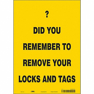 CONDOR 469K52 Safety Sign 14 inx10 in Vinyl