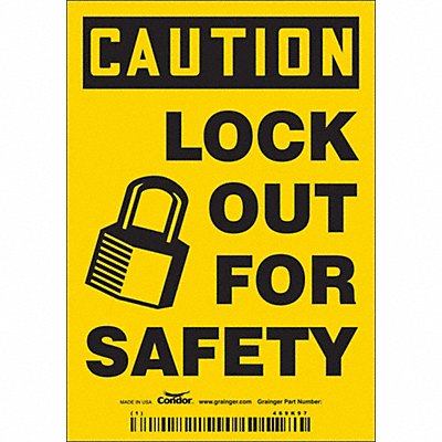 CONDOR 469K97 Safety Sign 5 inx3 1/2 in Vinyl