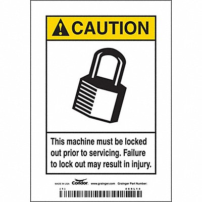 CONDOR 469L14 Safety Sign 5in x 3.5in Vinyl