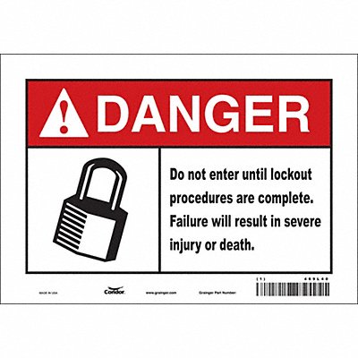 CONDOR 469L40 Safety Sign 7 inx10 in Vinyl