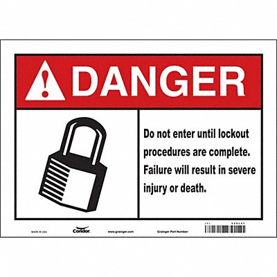 CONDOR 469L41 Safety Sign 10 inx14 in Vinyl