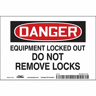 CONDOR 469L44 Safety Sign 4 in x 6 in Magnetic Vinyl