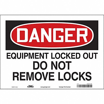 CONDOR 469L48 Safety Sign 10 in x 14 in Vinyl
