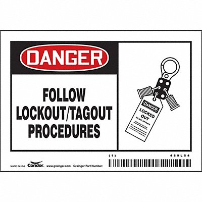 CONDOR 469L54 Safety Sign 3 1/2 inx5 in Vinyl
