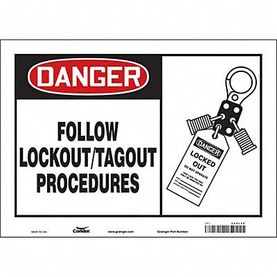 CONDOR 469L56 Safety Sign 10 inx14 in Vinyl