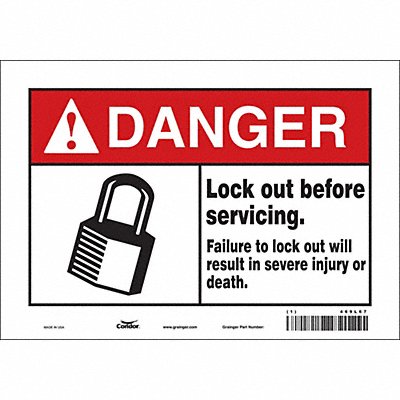 CONDOR 469L67 Safety Sign 7 inx10 in Vinyl