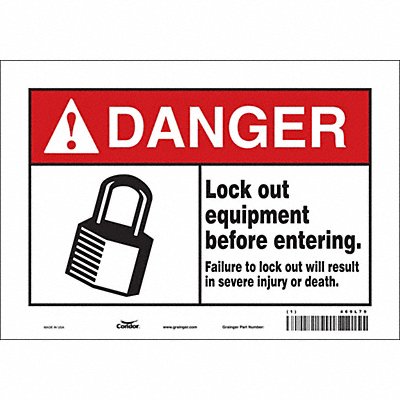 CONDOR 469L79 Safety Sign 7 in x 10 in Vinyl