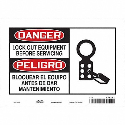 CONDOR 469L91 Safety Sign 7 inx10 in Vinyl