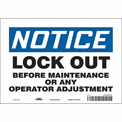 CONDOR 469M28 Safety Sign 7 inx10 in Vinyl