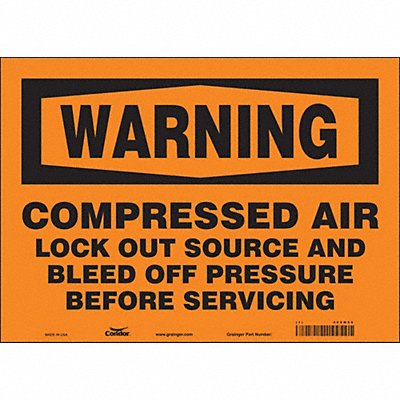 CONDOR 469M50 Safety Sign 10 inx14 in Vinyl