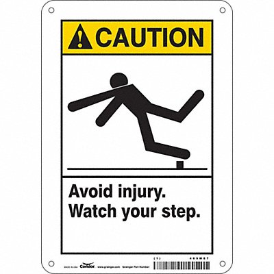 CONDOR 469M87 Safety Sign 10 inx7 in Aluminum