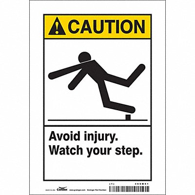 CONDOR 469M91 Safety Sign 10 inx7 in Vinyl