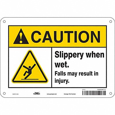 CONDOR 469N73 Safety Sign 7 in x 10 in Aluminum