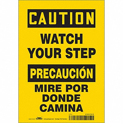 CONDOR 469P89 Safety Sign 10 inx7 in Vinyl