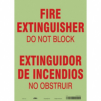CONDOR 469Y20 Safety Sign 14 in x 10 in Glow Vinyl