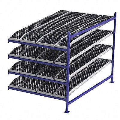 UNEX FLOW CELL FC99SKW60964A Gravity Flow Rack: Add-On, 60 in x 96 in, 72 in Overall Ht, Tilted, 4 Shelves, Blue