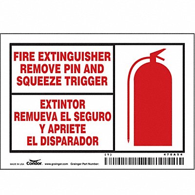 CONDOR 470A54 Safety Sign 3 1/2 in x 5 in Vinyl PK5