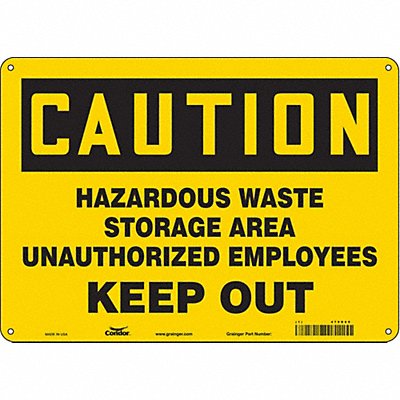 CONDOR 470D99 Safety Sign: Polyethylene, Mounting Holes Sign Mounting, 10 in x 14 in Nominal Sign Size, Caution