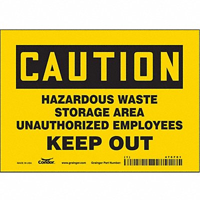 CONDOR 470F01 Safety Sign 5 in x 7 in Vinyl