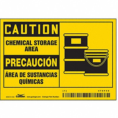 CONDOR 470F40 Safety Sign 3.5in x 5in Vinyl PK5