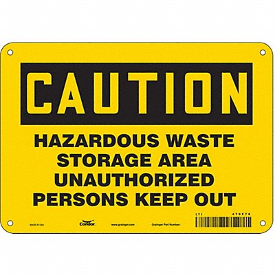 CONDOR 470F78 J8184 Safety Sign 7 in x 10 in Aluminum