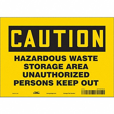 CONDOR 470F82 J8184 Safety Sign 7 in x 10 in Vinyl