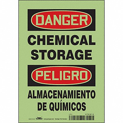CONDOR 470G14 Safety Sign 10 inx7 in Glow Vinyl