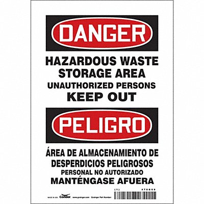 CONDOR 470G69 Safety Sign 10 inx7 in Vinyl