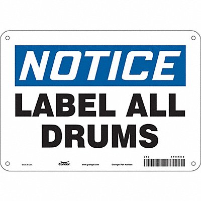 CONDOR 470H05 Safety Sign 7 in x 10 in Polyethylene
