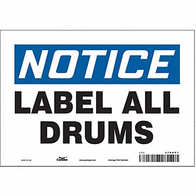 CONDOR 470H07 Safety Sign 7 in x 10 in Vinyl