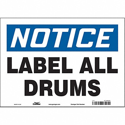 CONDOR 470H08 Safety Sign 10 in x 14 in Vinyl