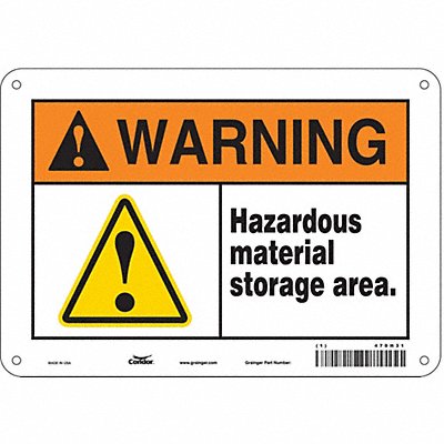 CONDOR 470H31 Safety Sign 7 in x 10 in Aluminum