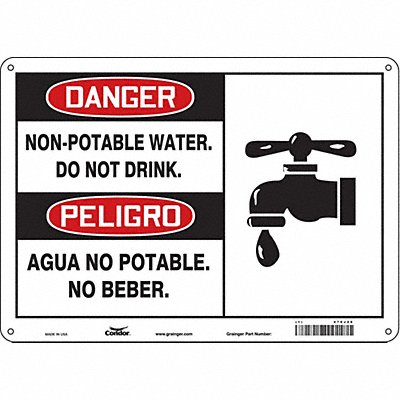 CONDOR 470J26 Safety Sign 10 in x 14 in Polyethylene