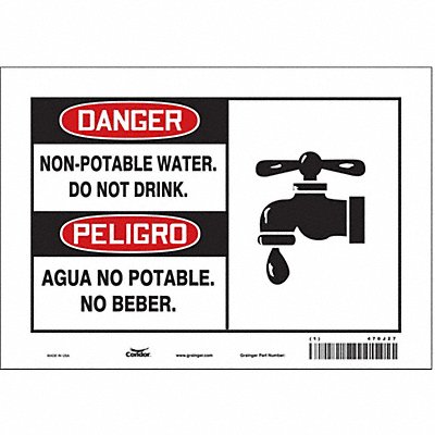 CONDOR 470J27 Safety Sign 7 inx10 in Vinyl