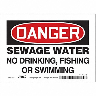 CONDOR 470J43 Safety Sign 5 in x 7 in Vinyl