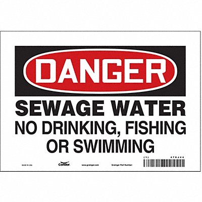 CONDOR 470J44 Safety Sign 7 in x 10 in Vinyl