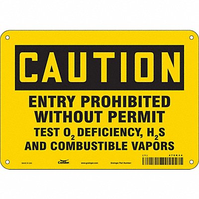 CONDOR 470K44 Safety Sign 7 in x 10 in Polyethylene