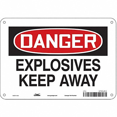CONDOR 470L64 Safety Sign 7 in x 10 in Polyethylene