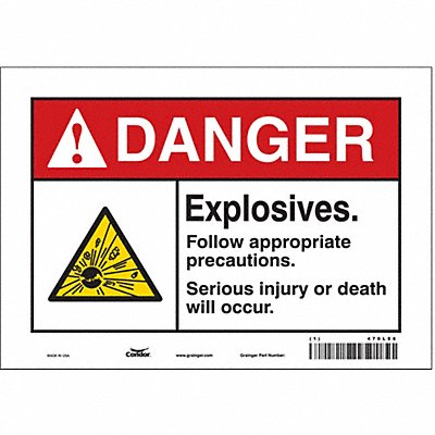 CONDOR 470L88 Safety Sign 7 inx10 in Vinyl